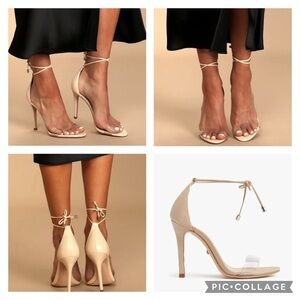 Schutz Josseana Leather Sandals High Heel Ankle Tie Nude Women’s size 8